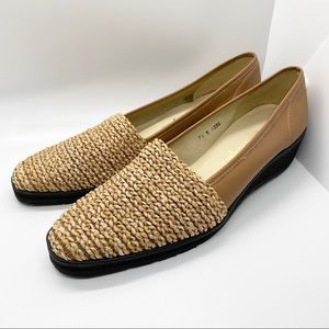 Jack Rogers Raffia Leather Loafers Woven Sz 7.5
